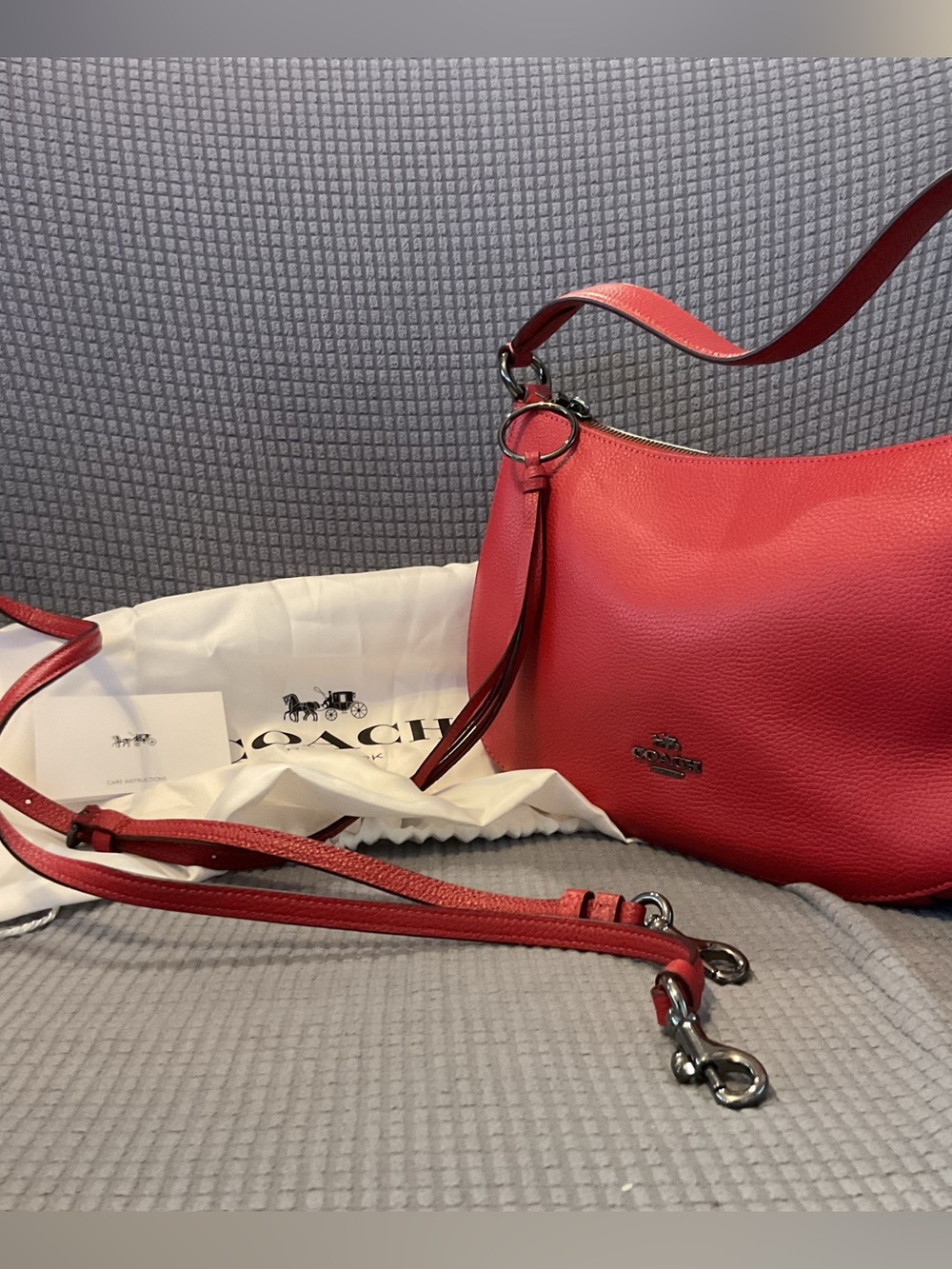 Coach Red Pebbled Leather Shoulder Hobo